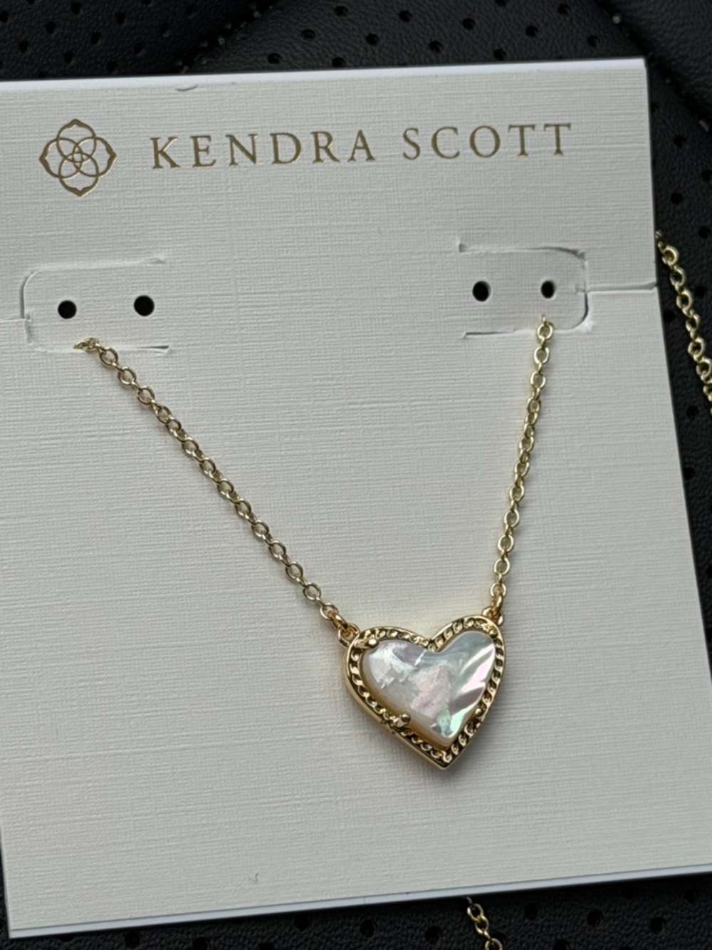 Kendra Scott Gold Heart Necklace with Iridescent Shell